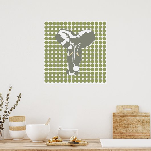 Green Safari Dot with Pop Art Elephant Poster (Keuken)