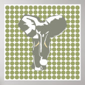 Green Safari Dot with Pop Art Elephant Poster (Voorkant)