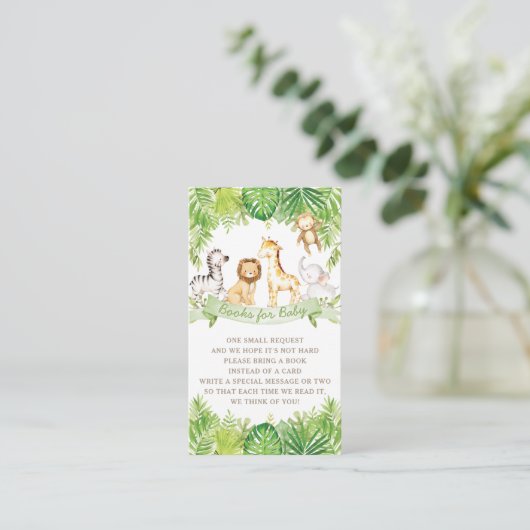 Green Safari Forest Oerwoud Dierenboeken voor Baby Informatiekaartje (Staand voorkant)