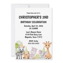 Green Safari Oerwoud Animal Birthday Invitation