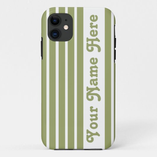 Green Safari Stripe met naam Case-Mate iPhone Case (Achterkant)