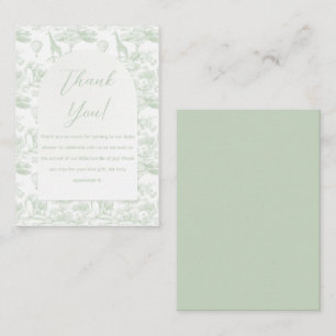 Green Safari Toile Oerwoud Baby shower Bedankt Notitiekaartje