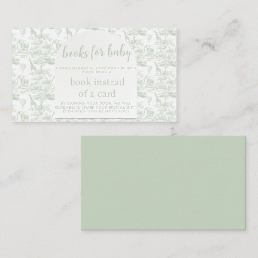 Green Safari Toile Oerwoud Them baby shower aanvra Informatiekaartje (Voorkant / Achterkant)