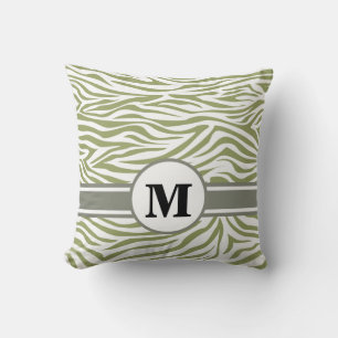 Green Safari Zebra met Monogram Kussen