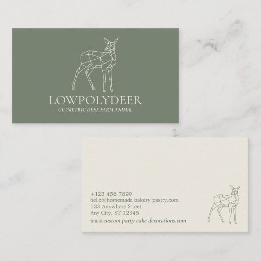 Green Sage Animal Lowpoly Deer Visitekaartje (Voorkant / Achterkant)