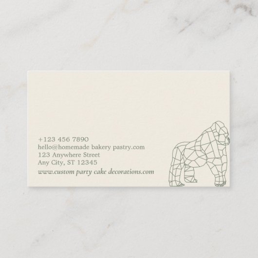 Green Sage Animal Lowpoly Gorilla Monkey Visitekaartje (Achterkant)