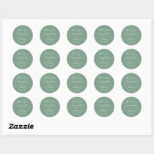 Green Sage Calligraphy Elegant Couple Wedding Ronde Sticker (Vel)
