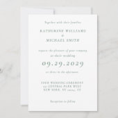Green Sage Elegant Wedding Invitations Kaart (Voorkant)