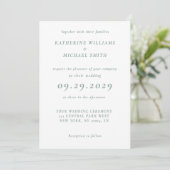 Green Sage Elegant Wedding Invitations Kaart (Staand voorkant)