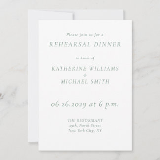 Green Sage Elegant Wedding Rehearsal Invitations Kaart