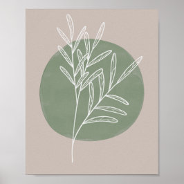 Green Sage Farmhouse Botanical White Poster