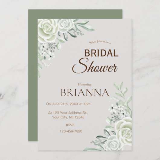 Green Sage Floral Vrijgezellenfeest Kaart (Voorkant / Achterkant)