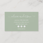 Green Sage Girly Simple Hair Makeup Salon Visitekaartje (Achterkant)