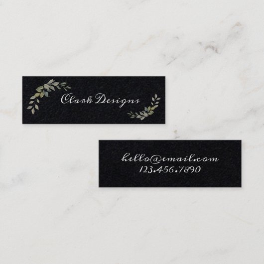 Green Sage & Greenery Elegant Leaf lijst Mini Visitekaartje (Voorkant / Achterkant)