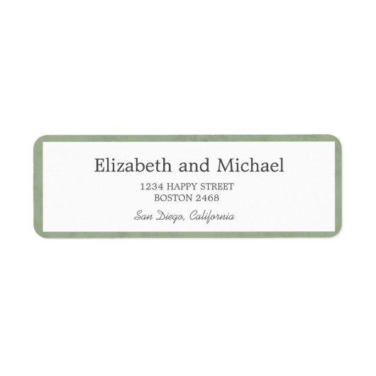 Green Sage Marble Elegant Modern Chic Wedding Etiket (Voorkant)