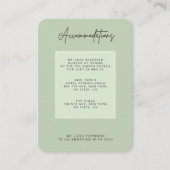 Green Sage Minimal Wedding Accommodation Informatiekaartje (Voorkant)