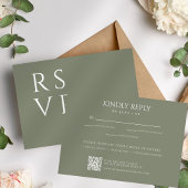 Green Sage Minimalistische Elegante Huwelijk RSVP Kaartje