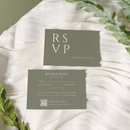 Green Sage Minimalistische Elegante Huwelijk RSVP Kaartje