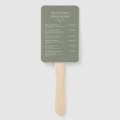 Green Sage Minimalistische Elegante Trouwprogramma Handwaaier (Achterkant)