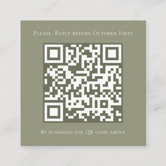 Green Sage Simple Wisteria QR Code Square RSVP Informatiekaartje (Voorkant)