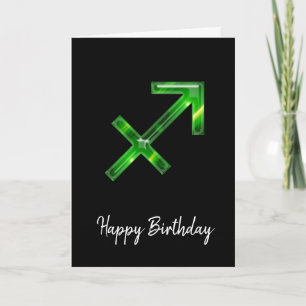 Green Sagittarius Sign Birthday Kaart