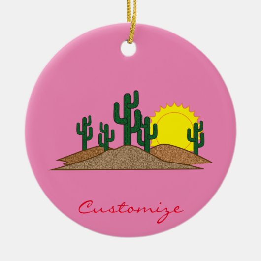 Green Saguaro Cactus Desert Sunrise Keramisch Ornament (Voorkant)