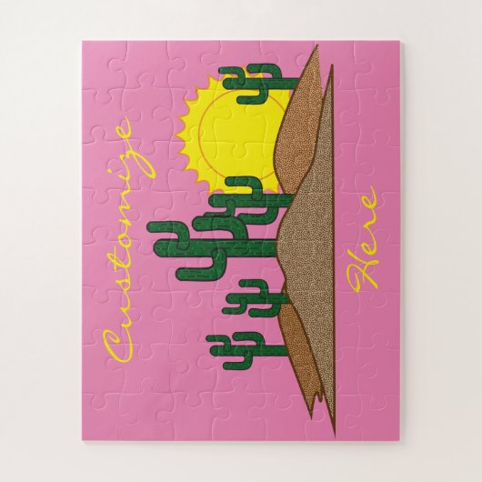 Green Saguaro Cactus Desert Sunrise Legpuzzel (Verticaal)