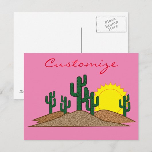 Green Saguaro Cactus Desert Sunrise Thunder_Cove Briefkaart (Voorkant / Achterkant)