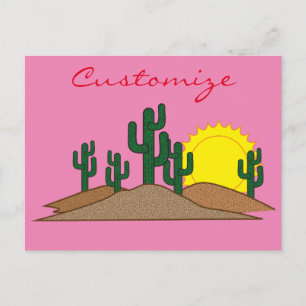 Green Saguaro Cactus Desert Sunrise Thunder_Cove Briefkaart