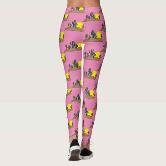Green Saguaro Cactus Desert Sunrise Thunder_Cove Leggings (Achterkant)