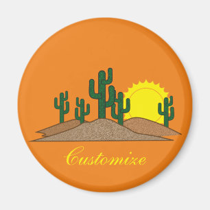 Green Saguaro Cactus Desert Sunrise Thunder_Cove Magneet