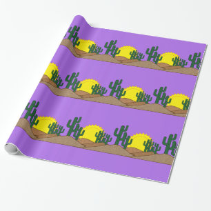 Green Saguaro Cactus Desert Sunset Thunder_Cove Cadeaupapier