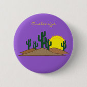 Green Saguaro Cactus Desert Sunset Thunder_Cove Ronde Button 5,7 Cm (Voorkant)