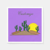 Green Saguaro Cactus Desert Sunset Thunder_Cove Servet (Voorkant)