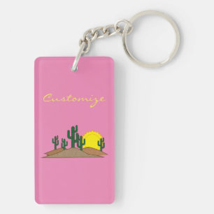 Green Saguaro Cactus Desert Sunset Thunder_Cove Sleutelhanger
