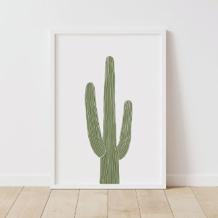 Green Saguaro Cactus Southwestern Nursery Decor Poster