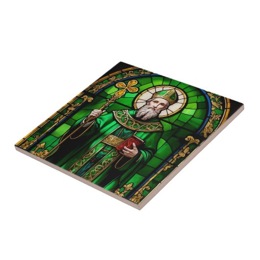 Green Saint Patrick St Patricks Day Glas in lood Tegeltje (Zijkant)