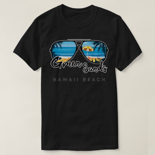 Green Sands Beach Hawaii Palm Tree Sunglasses Souv T-shirt (Design voorkant)