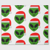 green santa alien emoji cadeaupapier (Vlak)