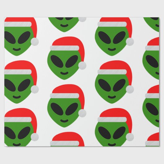 green santa alien emoji cadeaupapier (Vlak)
