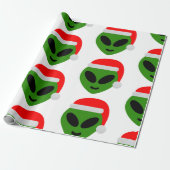green santa alien emoji cadeaupapier (Uitgerold)