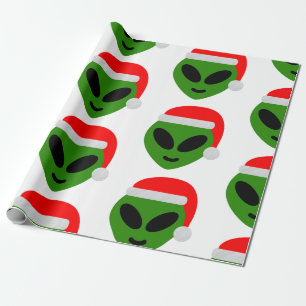 green santa alien emoji cadeaupapier