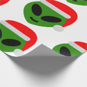green santa alien emoji cadeaupapier (Hoek)