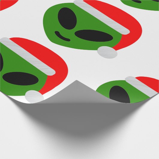 green santa alien emoji cadeaupapier (Hoek)
