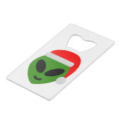green santa alien emoji creditkaart flessenopener (Voorkant Gekanteld)