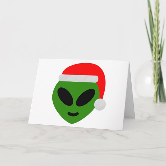 green santa alien emoji feestdagen kaart (Voorkant)