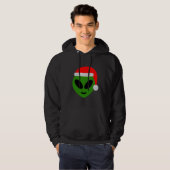 green santa alien emoji hoodie (Voorkant volledig)