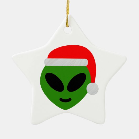 green santa alien emoji keramisch ornament (Voorkant)