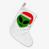 green santa alien emoji kleine kerstsok (Voorkant (Hangend))