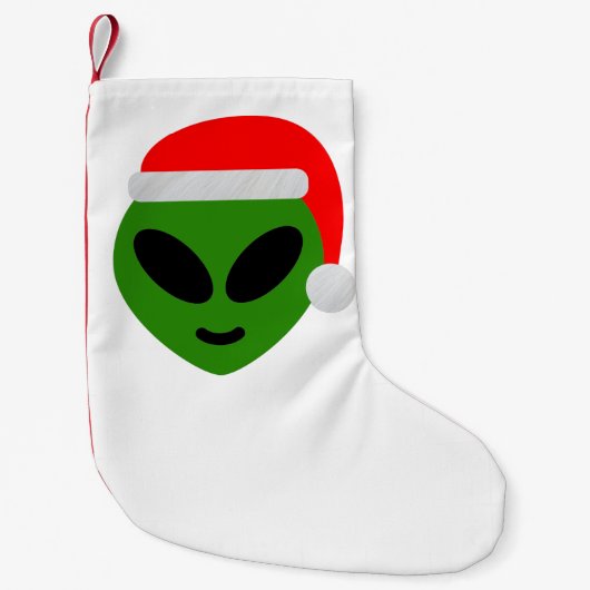 green santa alien emoji kleine kerstsok (Voorkant)